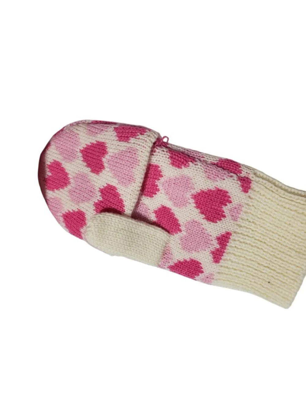 NEW Juicy Couture Girls 100% Merino Wool Mittens Cream Pink Heart Print with Box